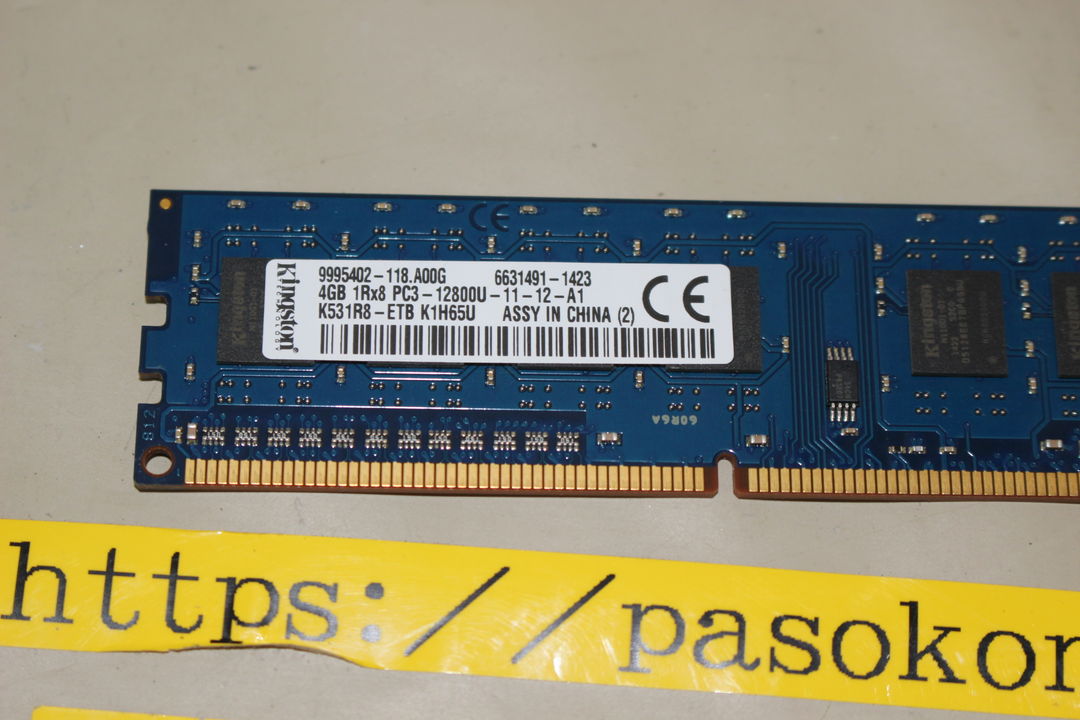 Kingstonの4GBデスクトップ用メモリモジュールのラベルと基板(7枚目)